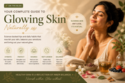 Woman enjoying a mindful skincare ritual with healthy glowing skin in a calm, natural setting.