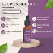 Serenade Slumber & Shine Night Face Serum highlighting Neroli, Rose, Frankincense and Saffron essential oils for restful sleep, emotional balance and overnight skin rejuvenation